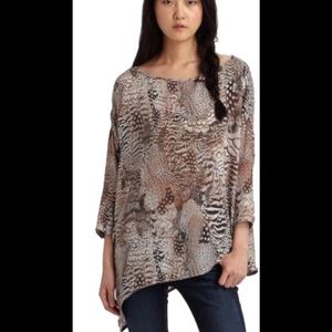 Rag & Bone Silk Feather Print Assymetrical Top